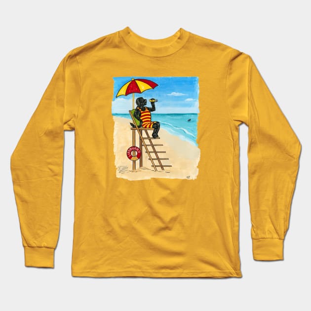 Newfoundland Lifeguard on Duty Long Sleeve T-Shirt by Prairie Dog Print